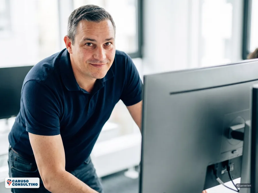 Adriano Caruso am Arbeitsplatz in seiner Agentur
